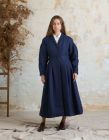 Vegan linen coat women blue